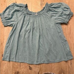 GAP Women’s Off the Shoulder Cotton Top Aqua Size S